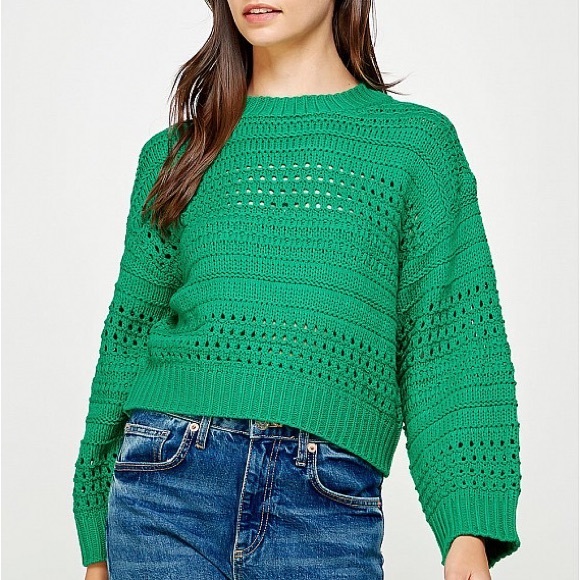 GREEN CROCHET SWEATER - Picture 3 of 3